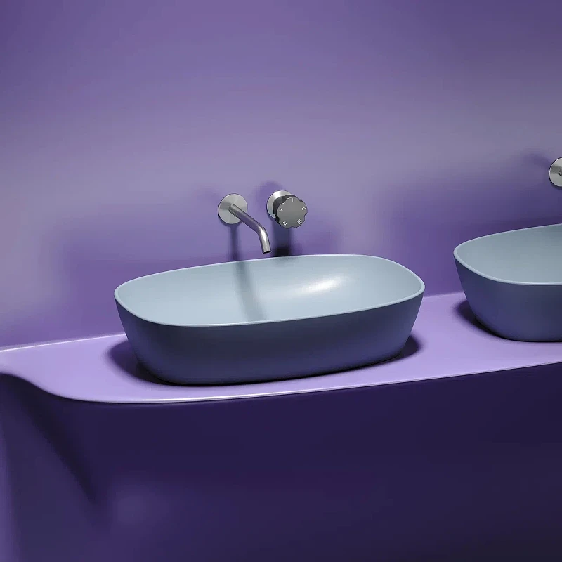 Раковина-чаша Ceramicanova Element 60 CN6049MHL Серо-голубая матовая фарфор накладная
