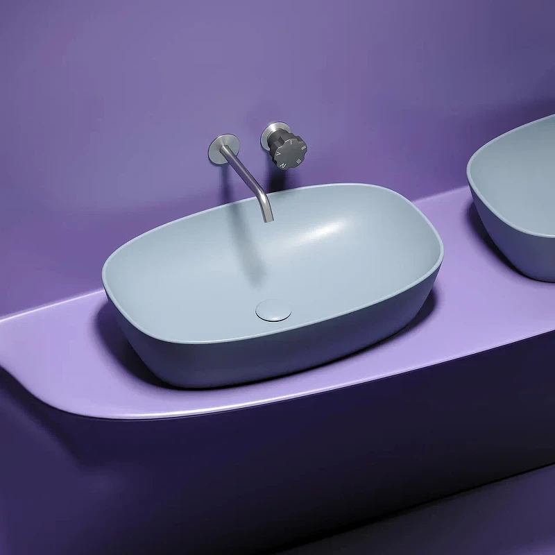 Раковина-чаша Ceramicanova Element 60 CN6049MHL Серо-голубая матовая фарфор накладная