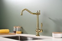 Смеситель для кухни Paulmark Retro Re213226-G Золото латунь