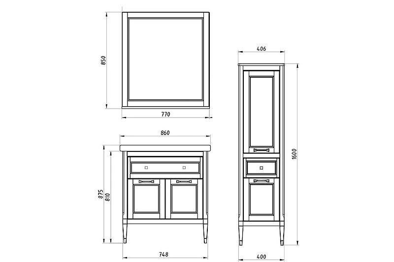 Зеркало ASB-Woodline Гранда 80 11481 Grigio массив дерева