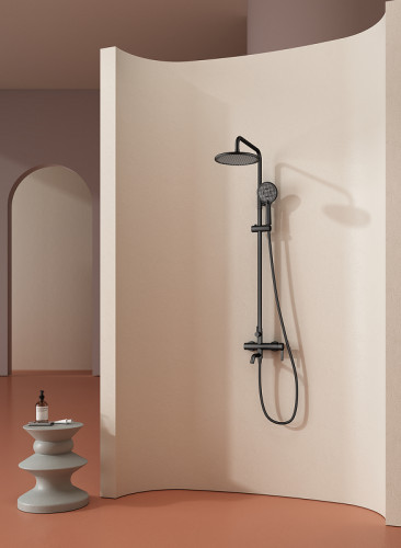 Душевая система Splenka S221.24.06 Черная матовая нержавеющая сталь на стену