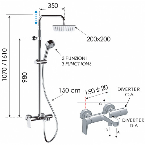 Душевая система Remer Dream D34AUFD20 Хром латунь на стену