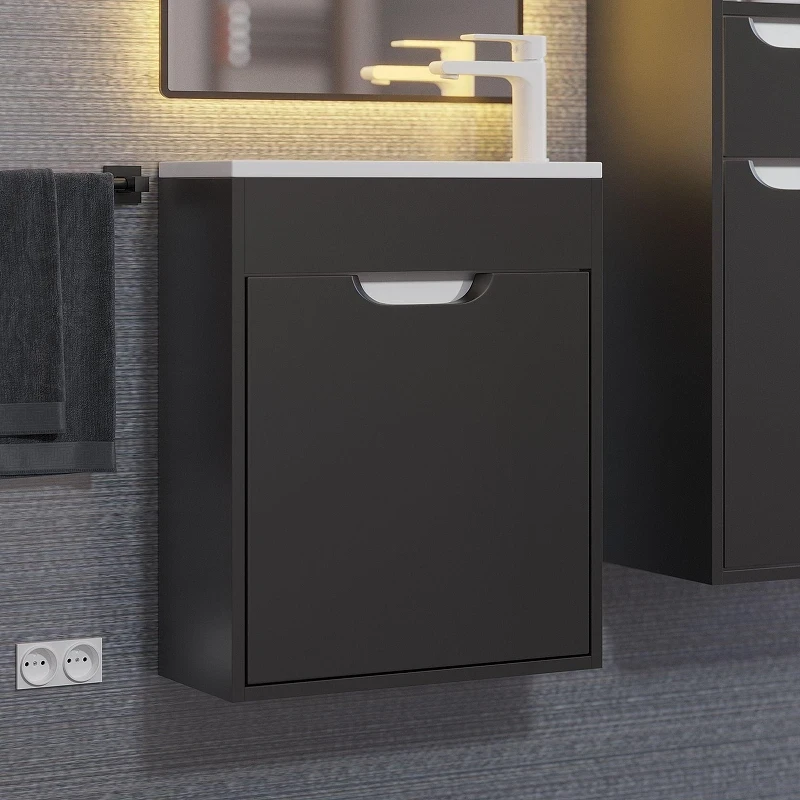 Тумба с раковиной Uperwood Modul 50 393020545 подвесная цвет Черный матовый