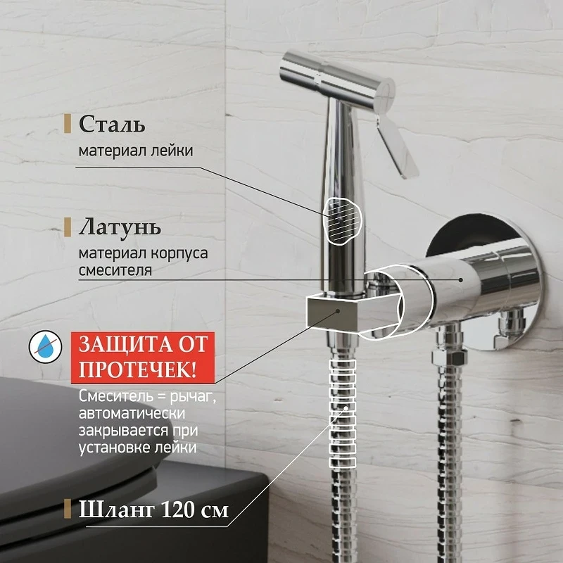 Гигиенический душ со смесителем Paini Castello Round CACR442R Хром