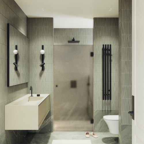 Душевая дверь Maybah Glass MGD-526-6 905x1950 на петлях Черный стекло бронзовое матовое