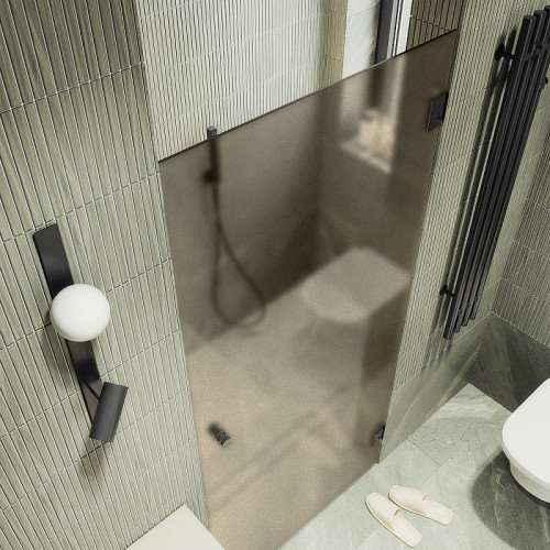 Душевая дверь Maybah Glass MGD-526-6 905x1950 на петлях Черный стекло бронзовое матовое