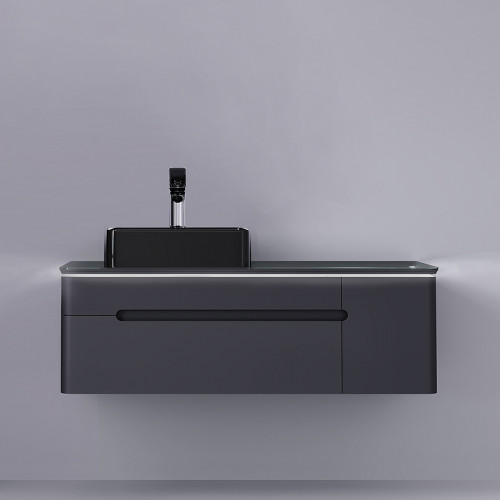 Тумба под раковину Jorno Shine 120 Shi.01.120/P/A подвесная Антрацит МДФ / ЛДСП, стекло