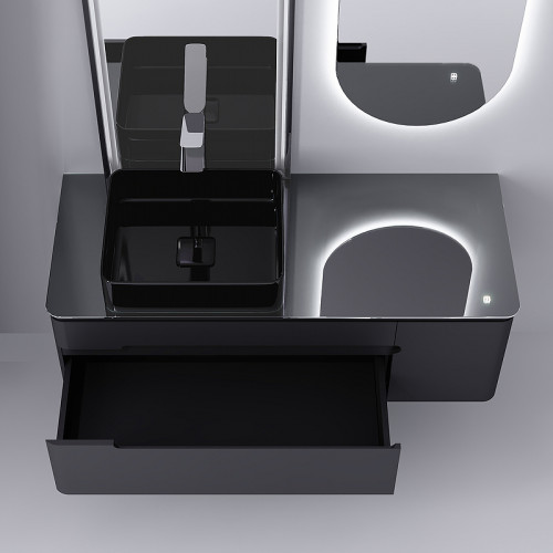 Тумба под раковину Jorno Shine 120 Shi.01.120/P/A подвесная Антрацит МДФ / ЛДСП, стекло