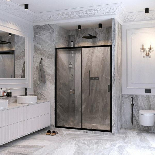 Душевая дверь Ambassador Forsa 140 17021220AB профиль Черный cтекло прозрачное