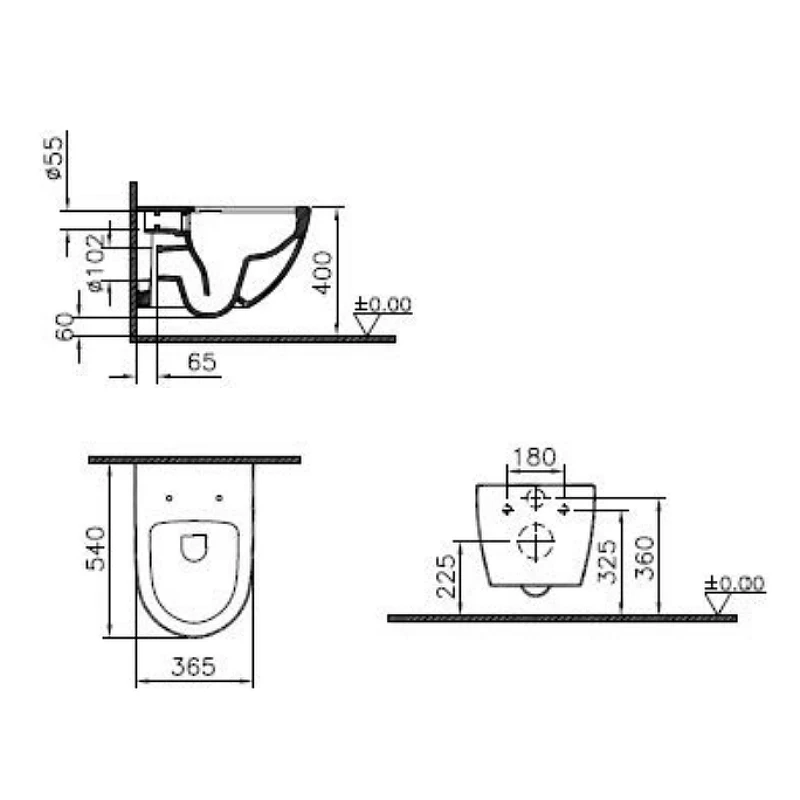 Комплект унитаза с инсталляцией Vitra Sento 9830B003-7211 с сиденьем Микролифт фарфор подвесной