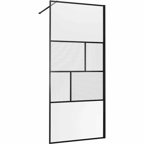 Душевая перегородка Vincea Walk-In 100 VSW-1HC100CFB профиль Черный матовый стекло прозрачное/рифленое