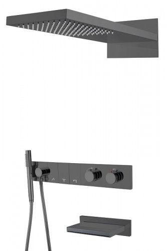 Душевая система Boheme Zodiac 133-2-SGM с термостатом цвет Оружейная сталь глянцевая