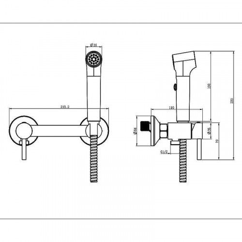 Гигиенический душ со смесителем Azario Dies AZ-KFX04BN цвет Сатин