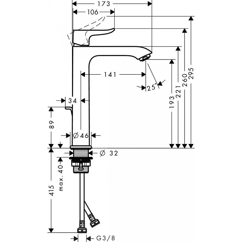 Смеситель для раковины Hansgrohe Metris 31183000 Хром латунь