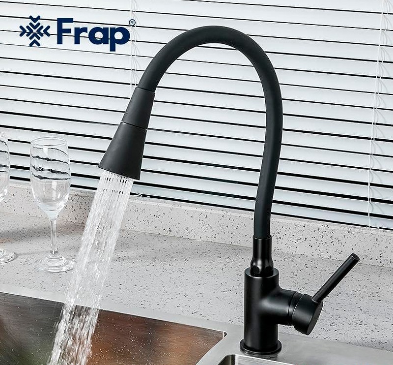 Смеситель для кухни Frap H44 F4044-6 Черный матовый латунь