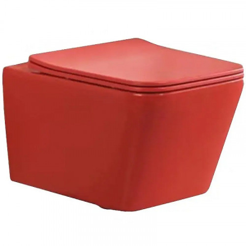 Комплект унитаза с инсталляцией SantiLine SL-5007MR+SL-01/MR цвет Красный матовый с сиденьем Микролифт и клавишей смыва цвет Красный матовый