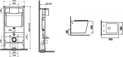 Комплект унитаза с инсталляцией SantiLine SL-5007MR+SL-01/MR цвет Красный матовый с сиденьем Микролифт и клавишей смыва цвет Красный матовый