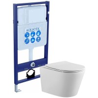 Комплект унитаза с инсталляцией Aquatek Set Aquatek Вега с сиденьем Микролифт фарфор подвесной
