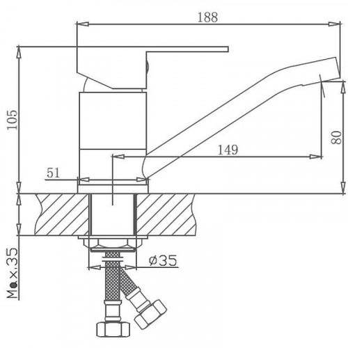 Смеситель для кухни Haiba HB45802 Нержавеющая сталь