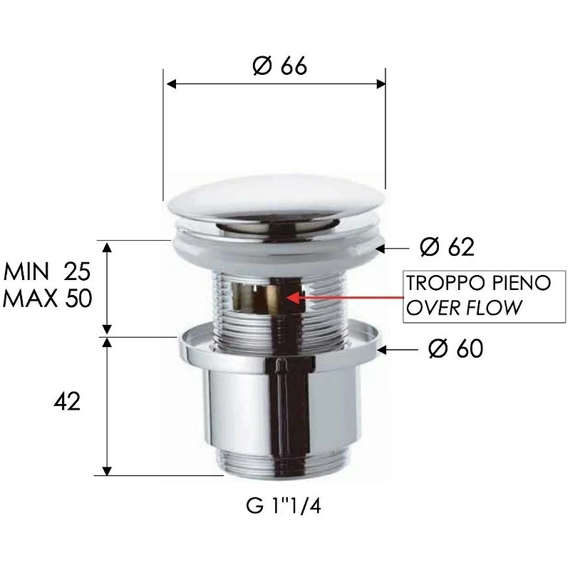 Донный клапан Remer 905CC2114CFP click-clack Черный брашированный хром