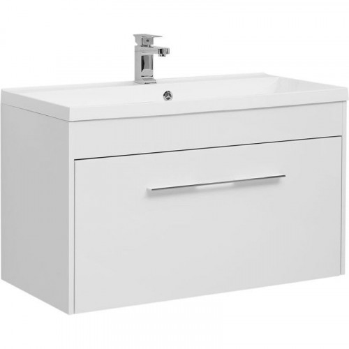 Тумба под раковину Aquanet Августа 100 274142 подвесная Белый глянец МДФ / ЛДСП