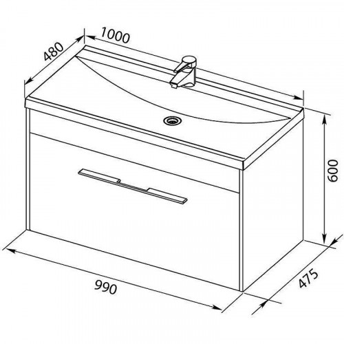 Тумба под раковину Aquanet Августа 100 274142 подвесная Белый глянец МДФ / ЛДСП