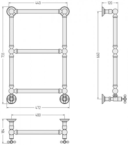 Водяной полотенцесушитель Сунержа Ренессанс 66x40 00-0280-6640 Без покрытия