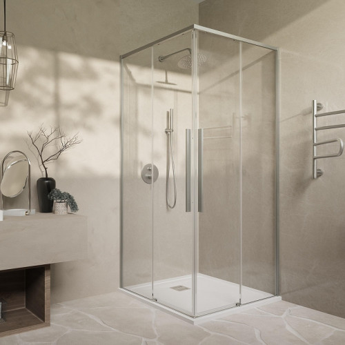 Душевой уголок Vincea Slim-N 100x90 VSS-4SN9010CLBN профиль Брашированный никель стекло прозрачное
