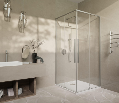 Душевой уголок Vincea Slim-N 100x90 VSS-4SN9010CLBN профиль Брашированный никель стекло прозрачное