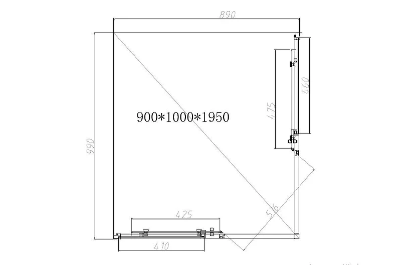 Душевой уголок Vincea Slim-N 100x90 VSS-4SN9010CLBN профиль Брашированный никель стекло прозрачное