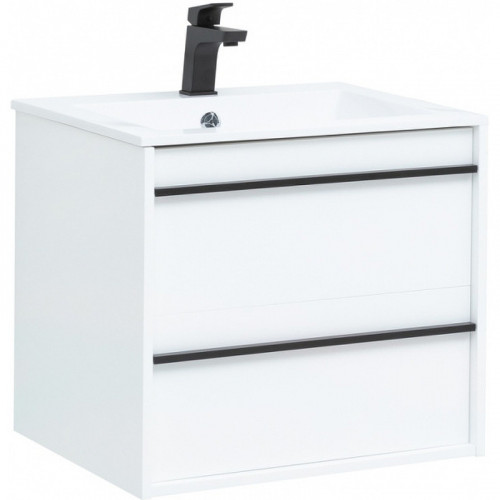 Тумба с раковиной Aquanet Lino 60 271943 подвесная Белая матовая МДФ / ЛДСП