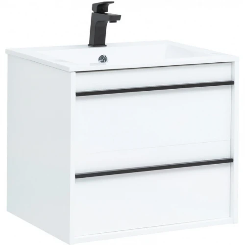 Тумба с раковиной Aquanet Lino 60 271943 подвесная Белая матовая МДФ / ЛДСП