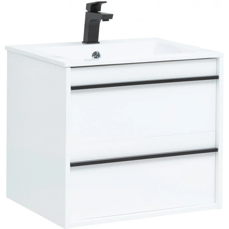 Тумба с раковиной Aquanet Lino 60 271943 подвесная Белая матовая МДФ / ЛДСП