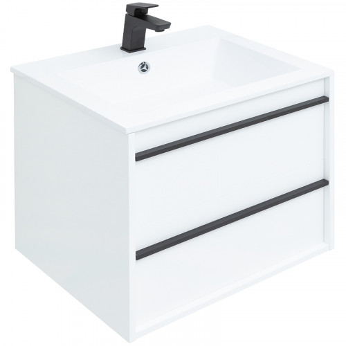 Тумба с раковиной Aquanet Lino 60 271943 подвесная Белая матовая МДФ / ЛДСП