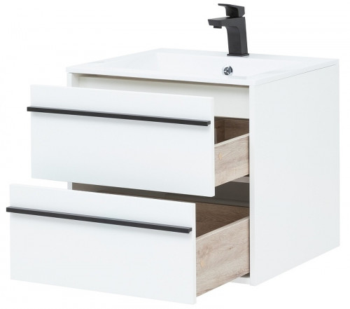 Тумба с раковиной Aquanet Lino 60 271943 подвесная Белая матовая МДФ / ЛДСП