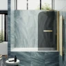 Шторка для ванны Maybah Glass MGV-792-3 800х1400 поворотная на монопетле с полотенцедержателем Золото стекло графитовое матовое