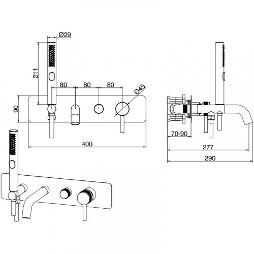 Смеситель для ванны Allen Brau Priority 5.31006-BN Никель брашированный латунь встраиваемый