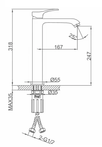 Смеситель для раковины Frap F1075-2 цвет Хром