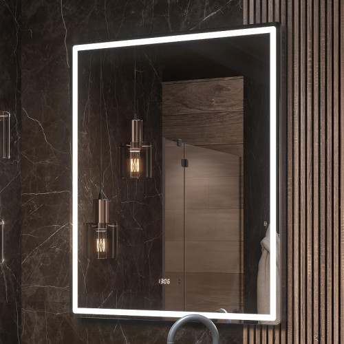 Зеркало Vigo Roberta Luxe 80 294 с подсветкой с бесконтактным выключателем с диммером с подогревом и часами