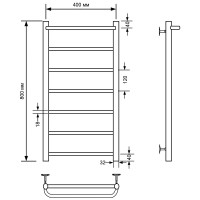 Водяной полотенцесушитель Comfysan Capri W-7 80x40 012786 с полкой Черный матовый
