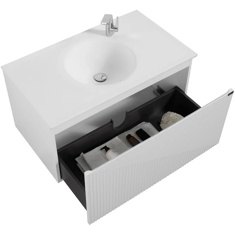 Тумба с раковиной Black&White Universe U918.900-2 90 9189002 подвесная Glossy White МДФ / ЛДСП
