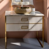 Тумба под раковину Boheme Armadi Art Monaco 80 867-080-WG Белая глянец Золото МДФ / ЛДСП