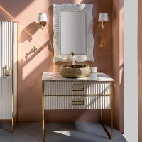 Тумба под раковину Boheme Armadi Art Monaco 80 867-080-WG Белая глянец Золото МДФ / ЛДСП