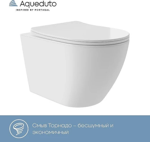 Унитаз подвесной Aqueduto Ovo Plus OVOT0210 Белый глянцевый с сиденьем Микролифт