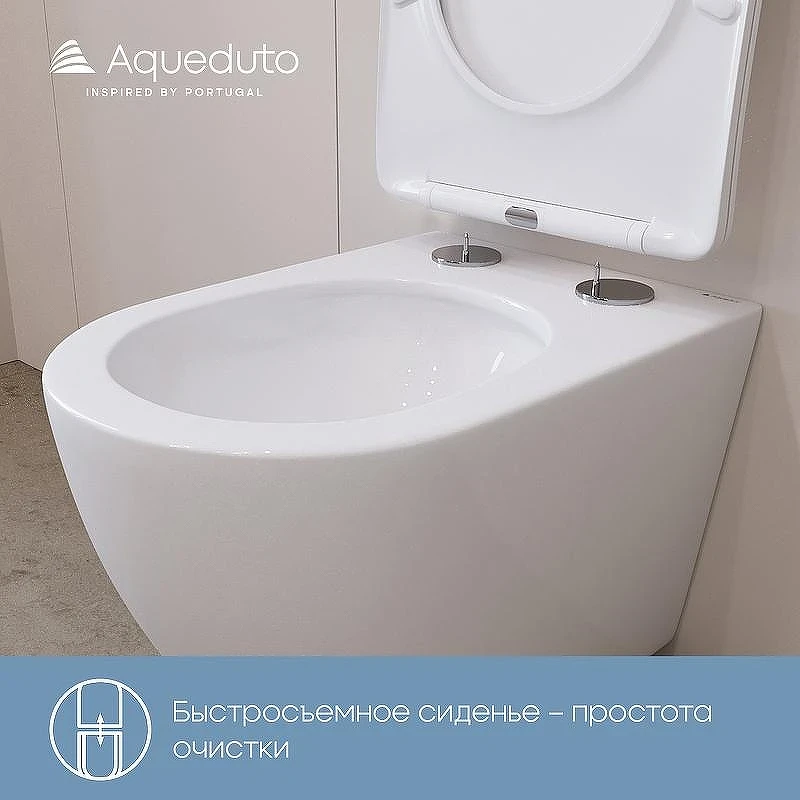 Унитаз подвесной Aqueduto Ovo Plus OVOT0210 Белый глянцевый с сиденьем Микролифт