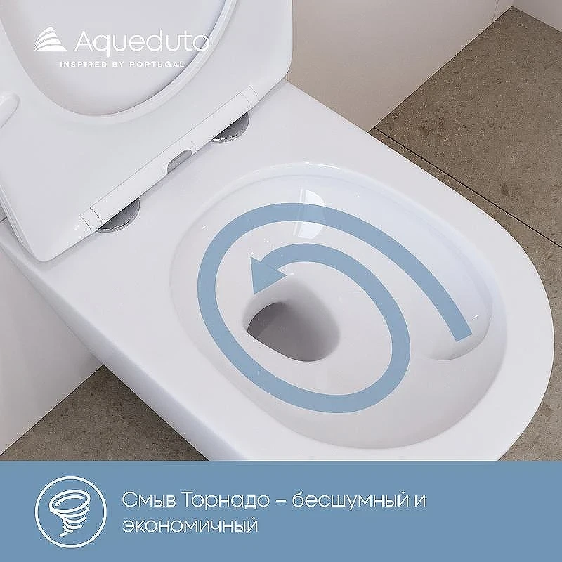 Унитаз подвесной Aqueduto Ovo Plus OVOT0210 Белый глянцевый с сиденьем Микролифт