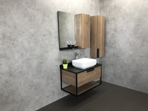 Зеркало со шкафом Comforty Кельн 90 00004147987 Дуб темный МДФ / ЛДСП, стекло