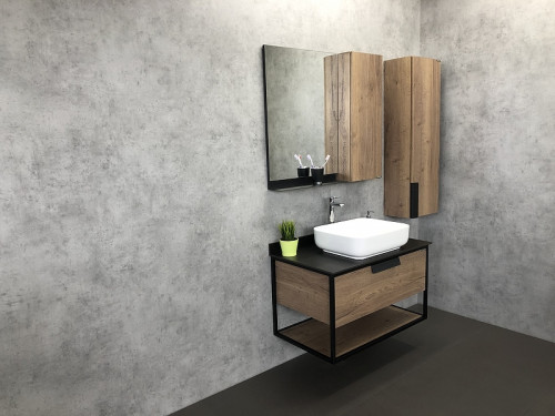 Зеркало со шкафом Comforty Кельн 90 00004147987 Дуб темный МДФ / ЛДСП, стекло