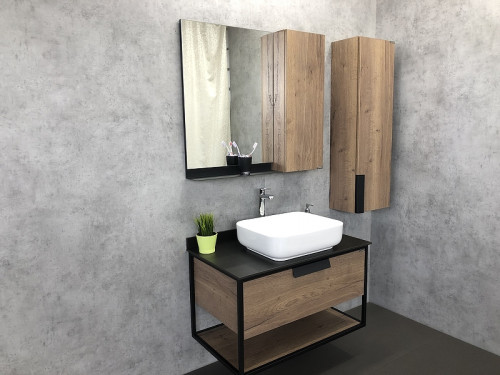 Зеркало со шкафом Comforty Кельн 90 00004147987 Дуб темный МДФ / ЛДСП, стекло