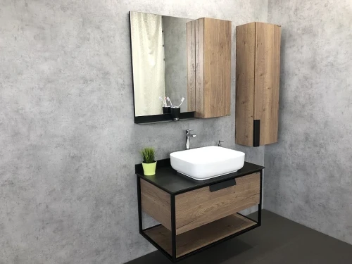 Зеркало со шкафом Comforty Кельн 90 00004147987 Дуб темный МДФ / ЛДСП, стекло